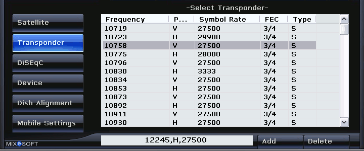 Satellite Finder Transponders Options