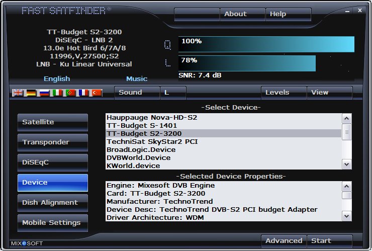 Satellite Finder - Transponders Database